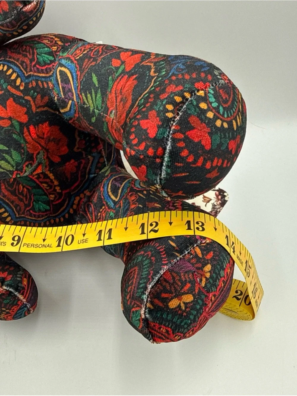 Johnny Was Paisley Floral Plush Bear in Black and Red Tones